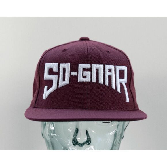 So Gnar Flat Brim Snapback Hat / Cap Maroon White - Picture 1 of 9
